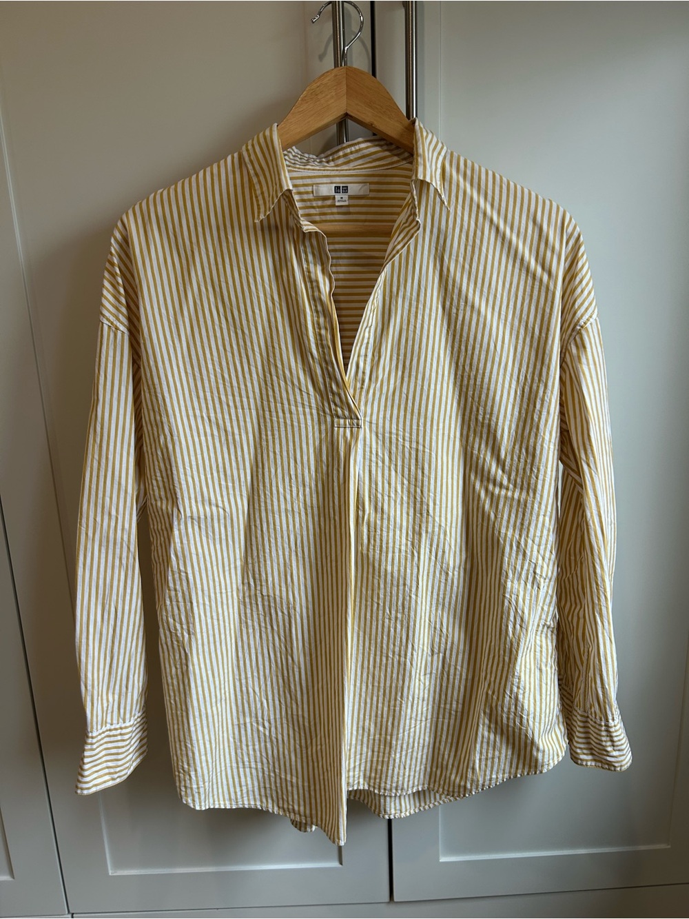 Uniqlo Yellow and White Striped Shirt